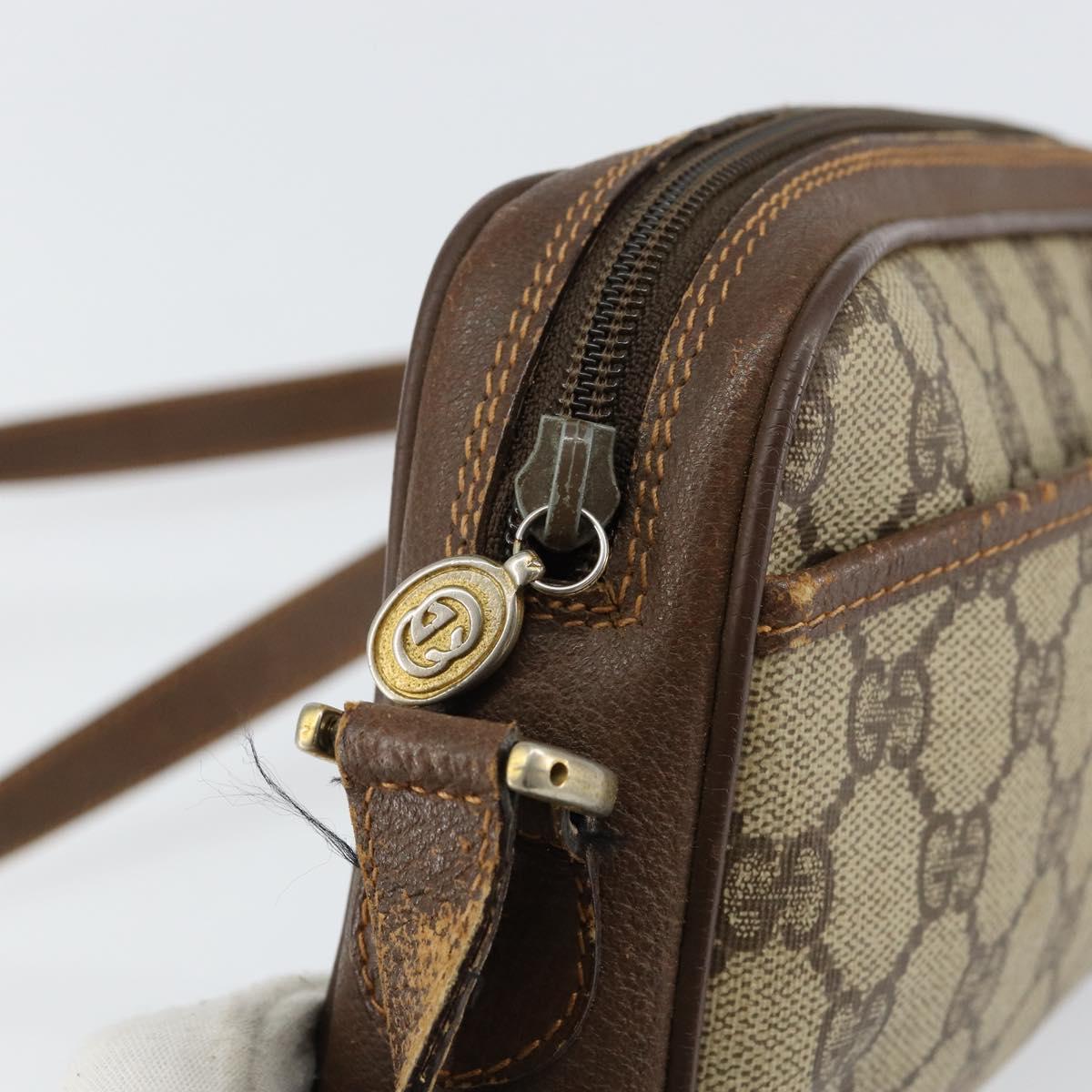 GUCCI GG Supreme Web Sherry Line Shoulder Bag PVC Beige 156 02 089 Auth 154429