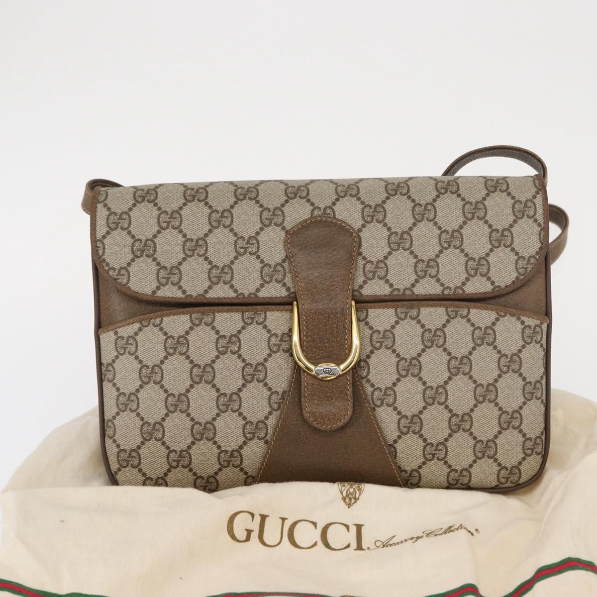 GUCCI GG Supreme Shoulder Bag PVC Beige Gold 904 02 025 Auth 154431