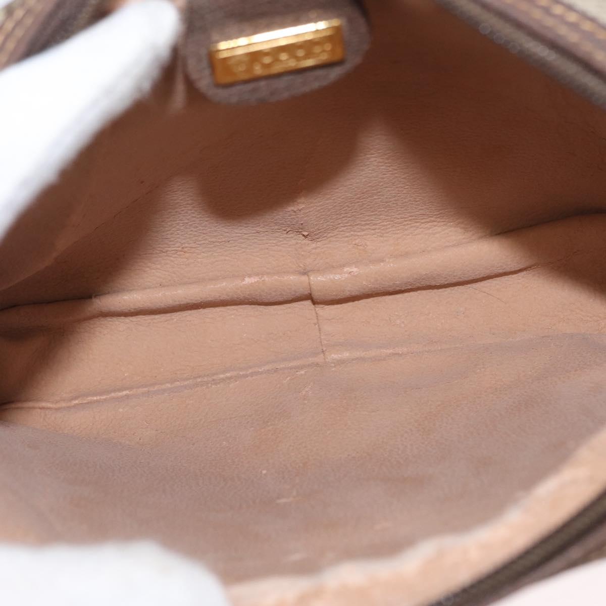 GUCCI GG Supreme Clutch Bag PVC Leather Beige Gold Auth 154432