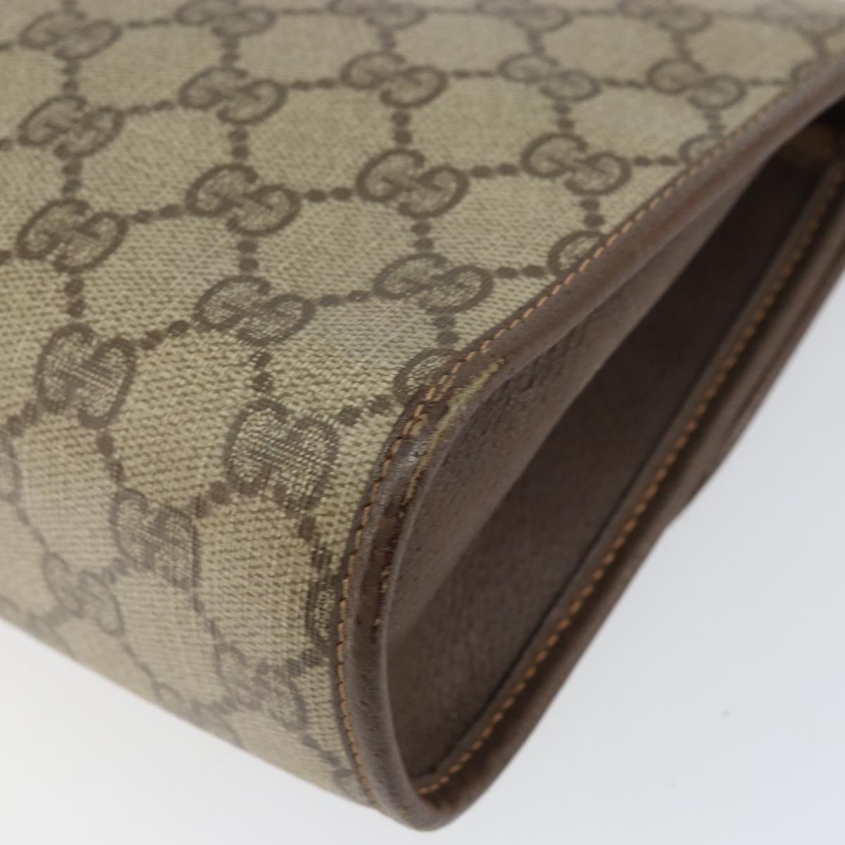 GUCCI GG Supreme Web Sherry Line Bag PVC Beige Gold 156 01 030 Auth 154433