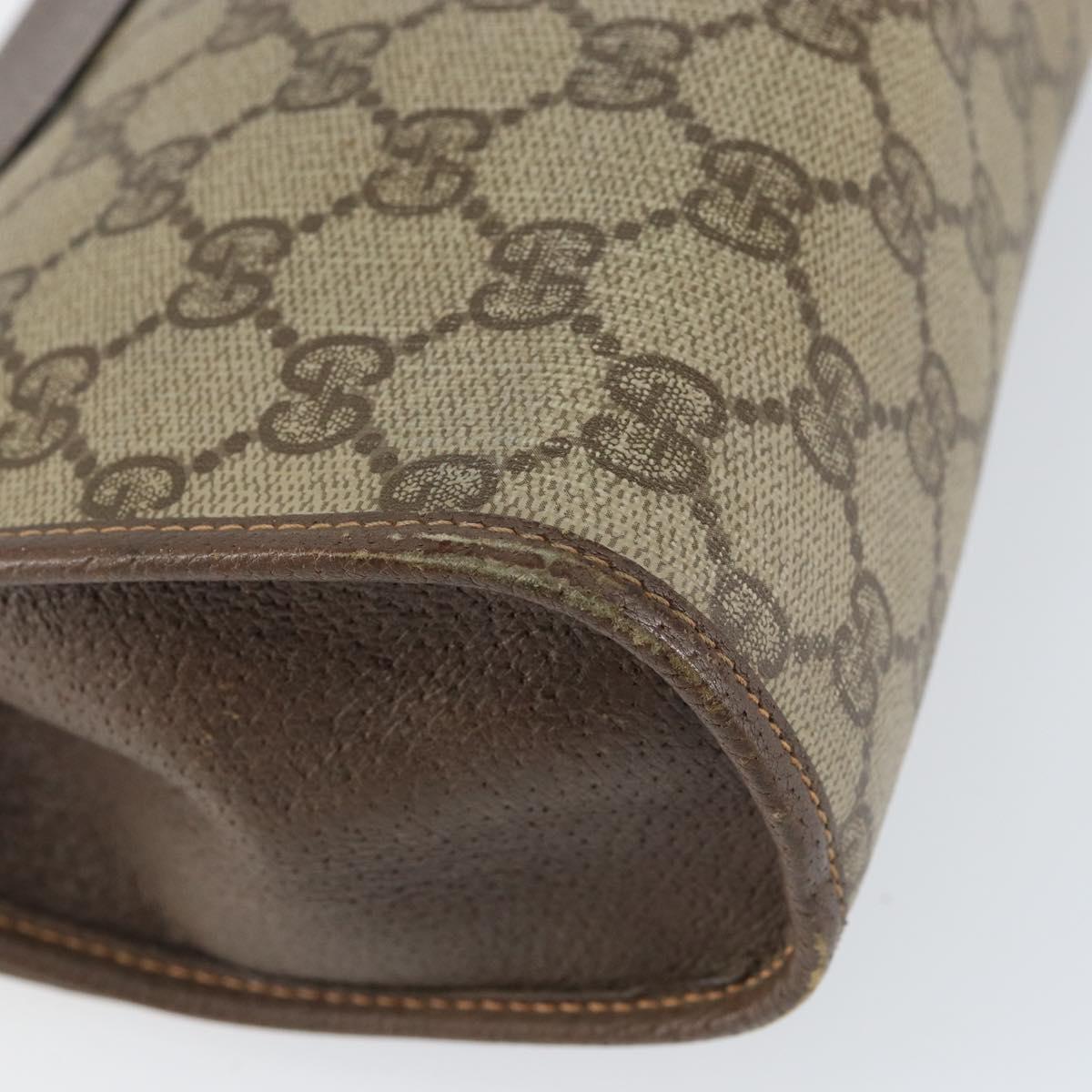 GUCCI GG Supreme Web Sherry Line Bag PVC Beige Gold 156 01 030 Auth 154433