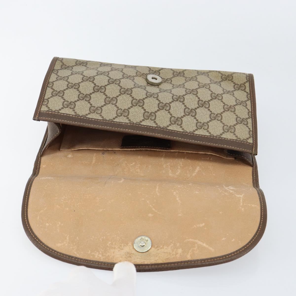 GUCCI GG Supreme Web Sherry Line Bag PVC Beige Gold 156 01 030 Auth 154433