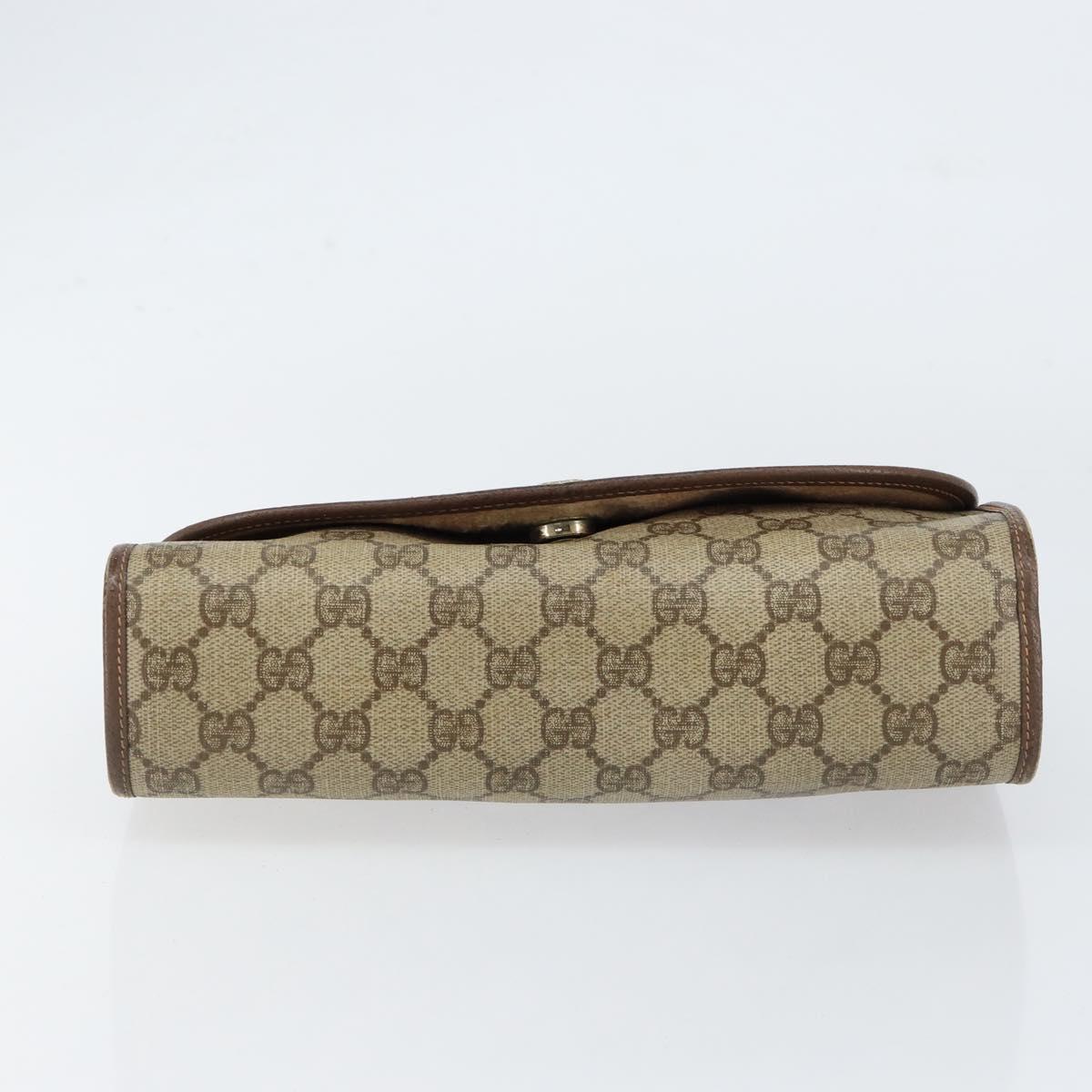 GUCCI GG Supreme Web Sherry Line Bag PVC Beige Gold 156 01 030 Auth 154433