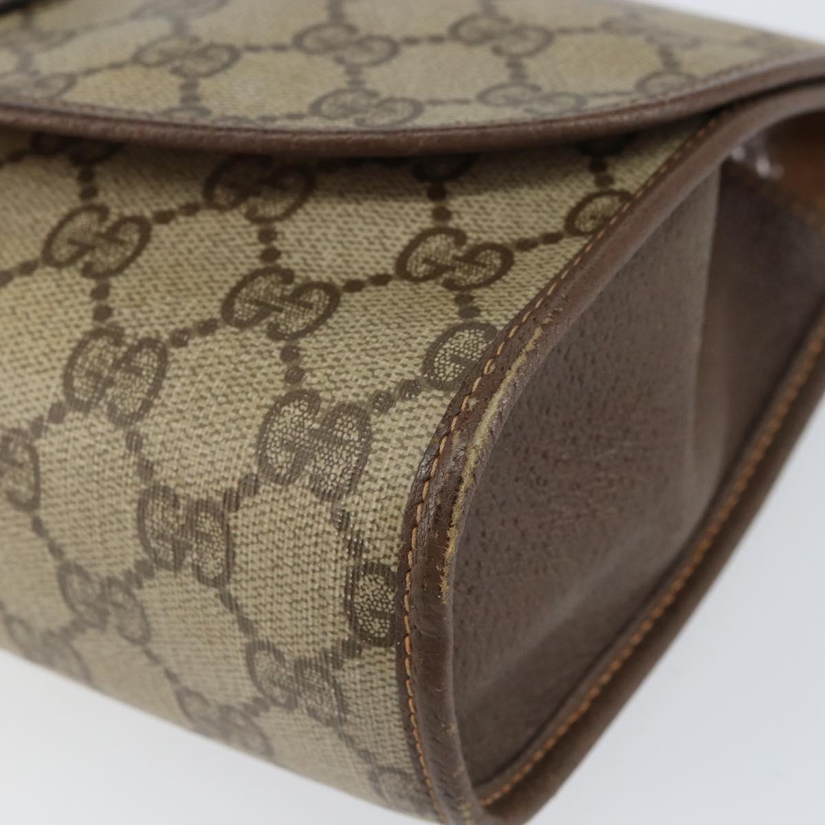 GUCCI GG Supreme Web Sherry Line Bag PVC Beige Gold 156 01 030 Auth 154433