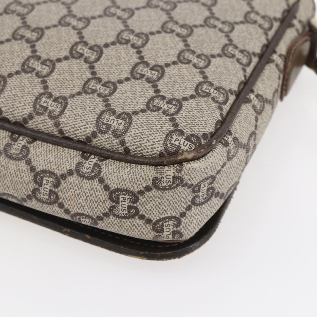 GUCCI GG Plus Supreme Shoulder Bag PVC Beige Gold Auth 154434