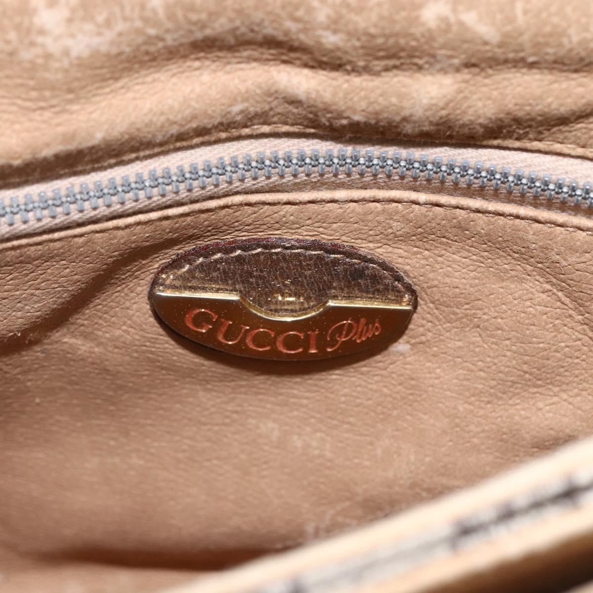 GUCCI GG Plus Supreme Shoulder Bag PVC Beige Gold Auth 154434