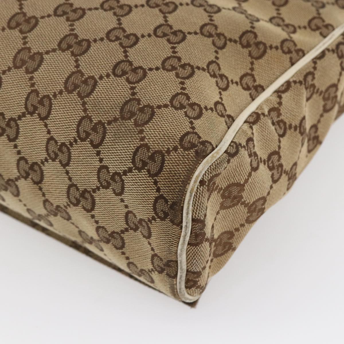 GUCCI GG Canvas Shoulder Bag Beige Silver 146236 Auth 154436