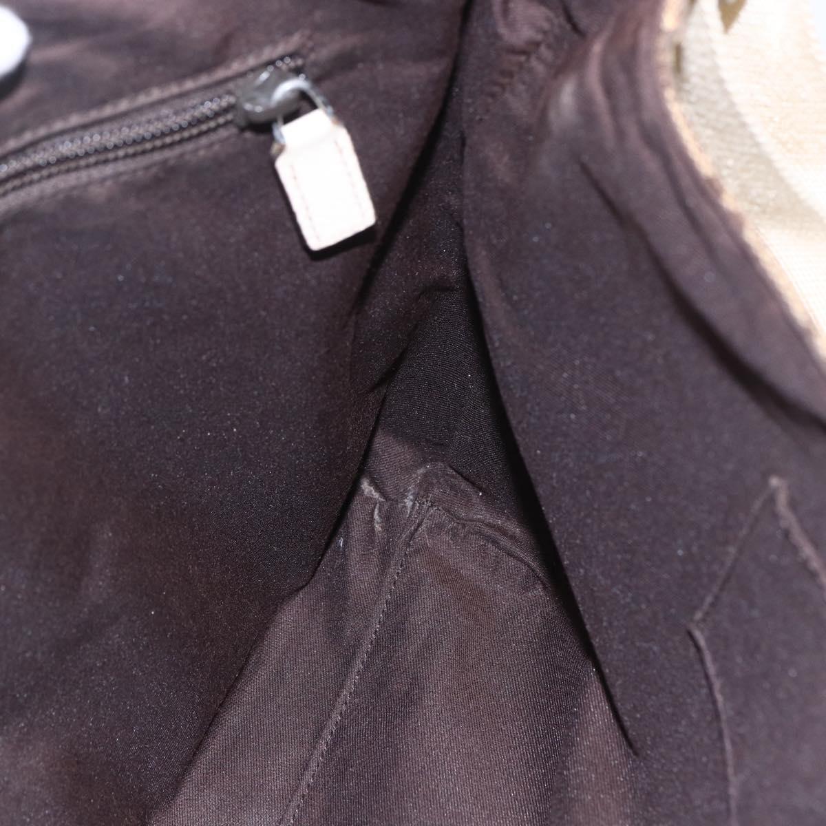 GUCCI GG Canvas Shoulder Bag Beige Silver 146236 Auth 154436