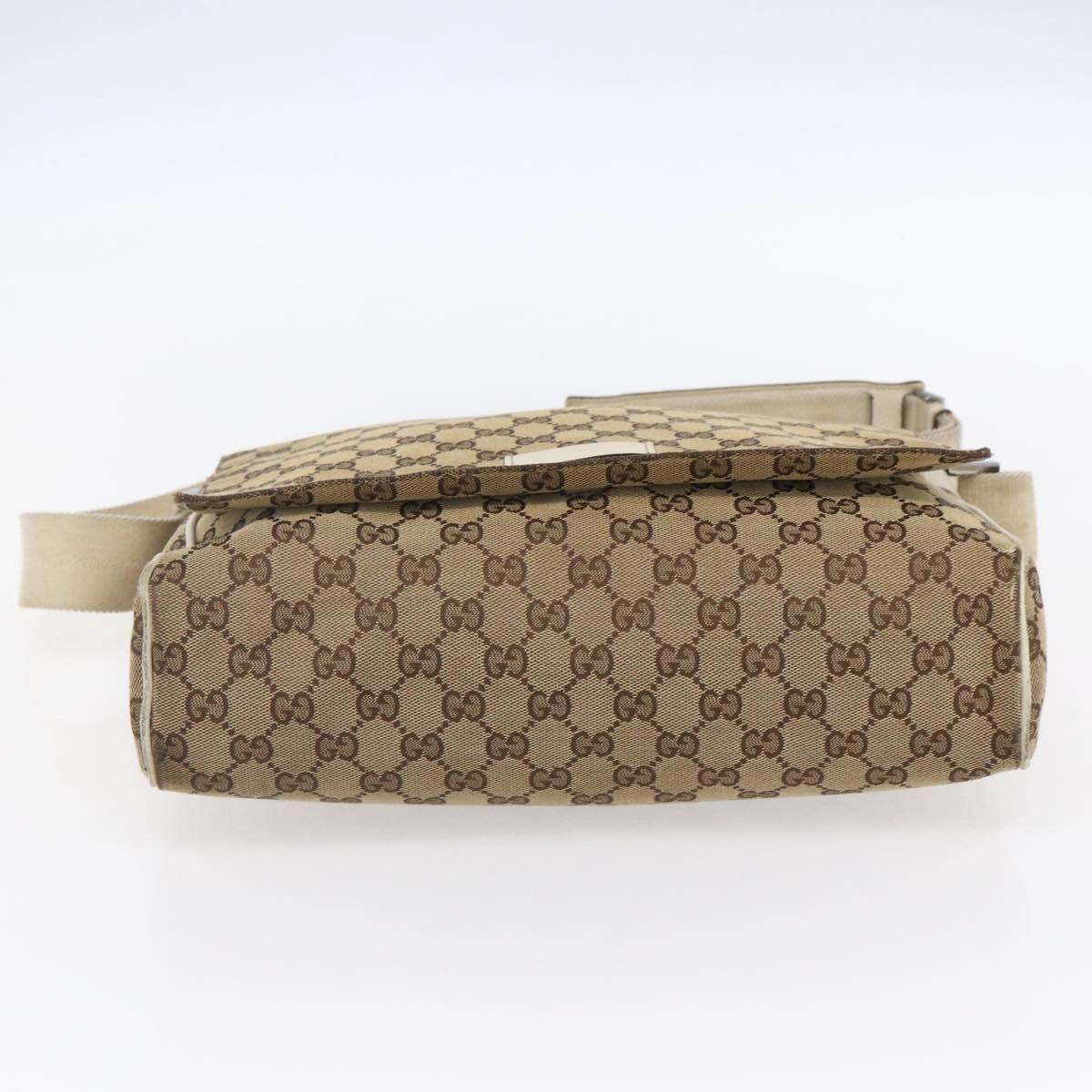 GUCCI GG Canvas Shoulder Bag Beige Silver 146236 Auth 154436