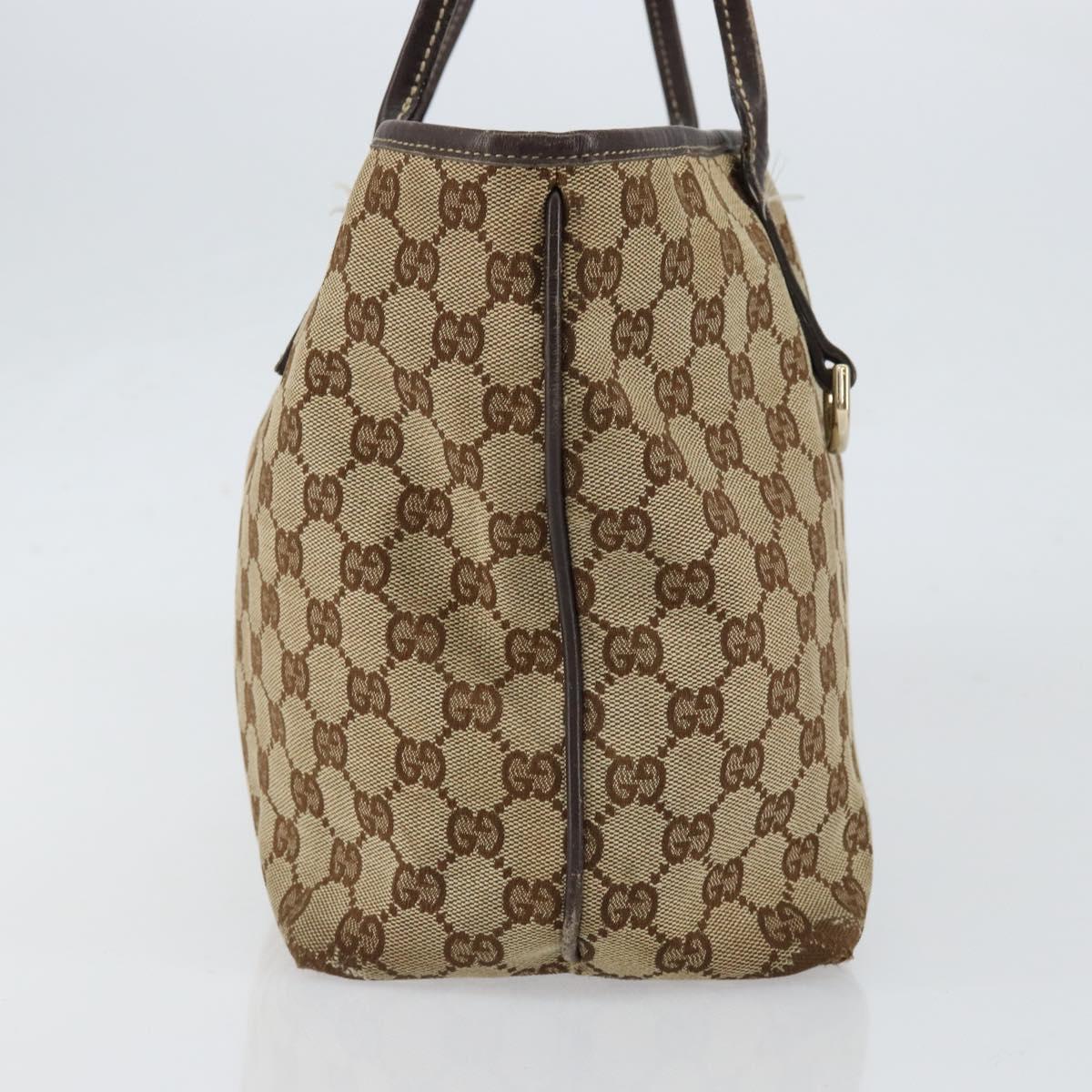 GUCCI GG Canvas Tote Bag Beige Gold 169946 Auth 154437