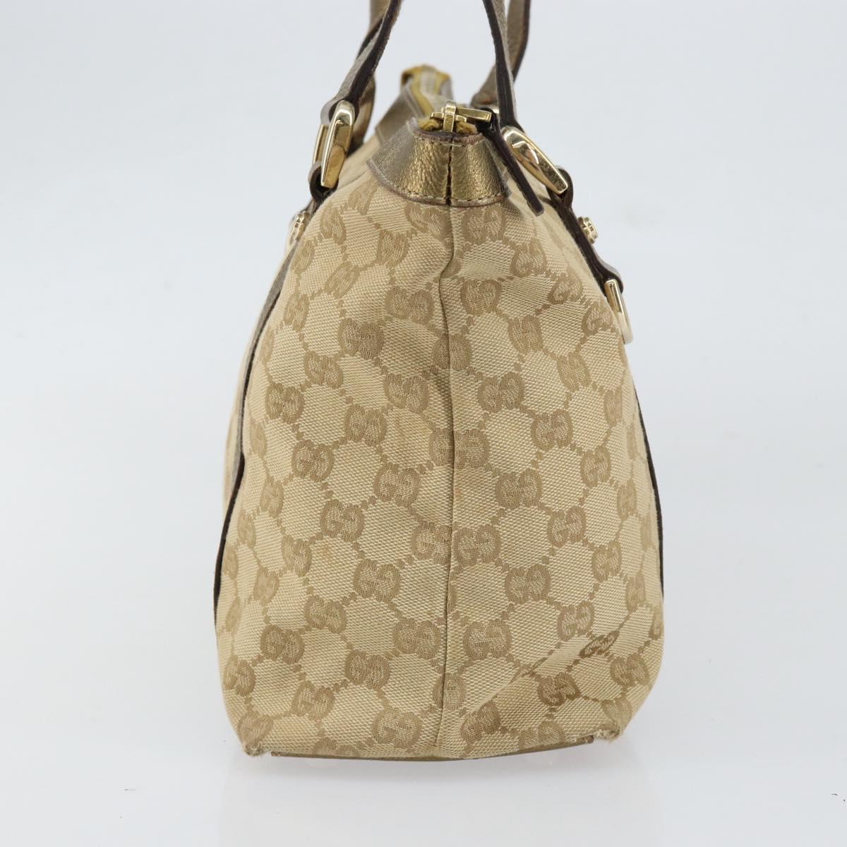 GUCCI GG Canvas Tote Bag Beige Gold 141470 Auth 154438