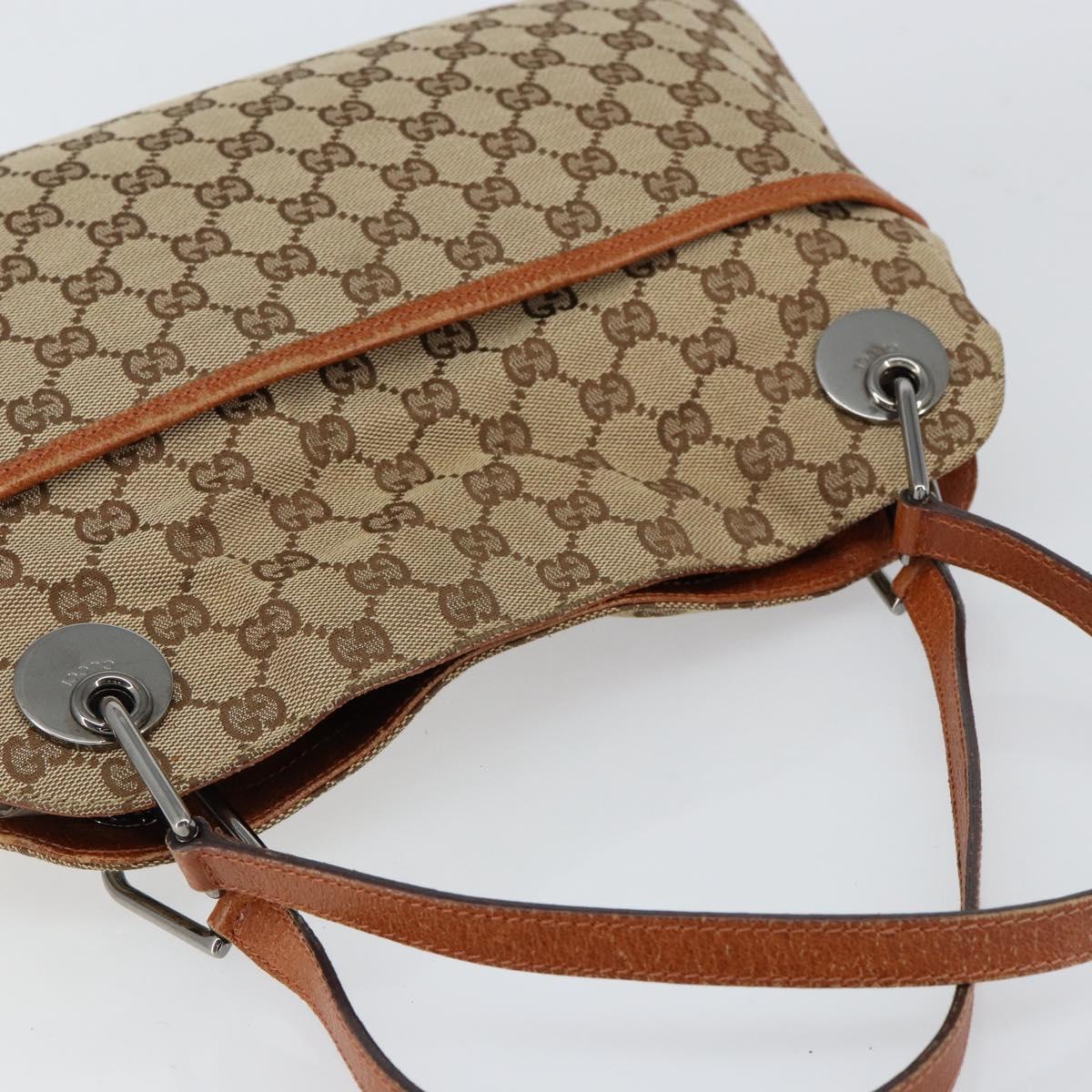 GUCCI GG Canvas Tote Bag Beige Silver 121023 Auth 154440