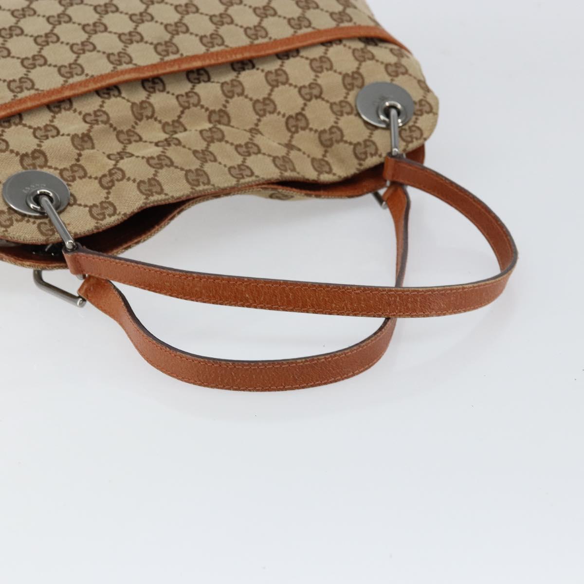 GUCCI GG Canvas Tote Bag Beige Silver 121023 Auth 154440
