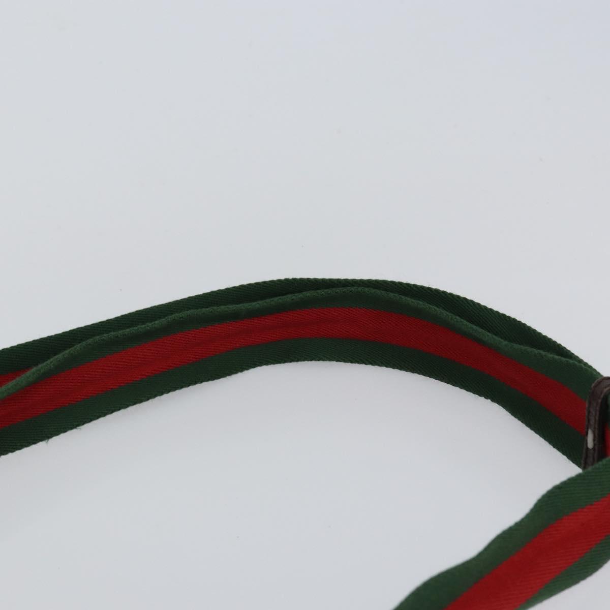 GUCCI GG Canvas Web Sherry Line Shoulder Bag Beige Silver 189751 Auth 154441