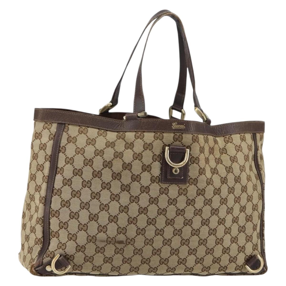 GUCCI GG Canvas Tote Bag Beige Gold 141472 Auth 154442
