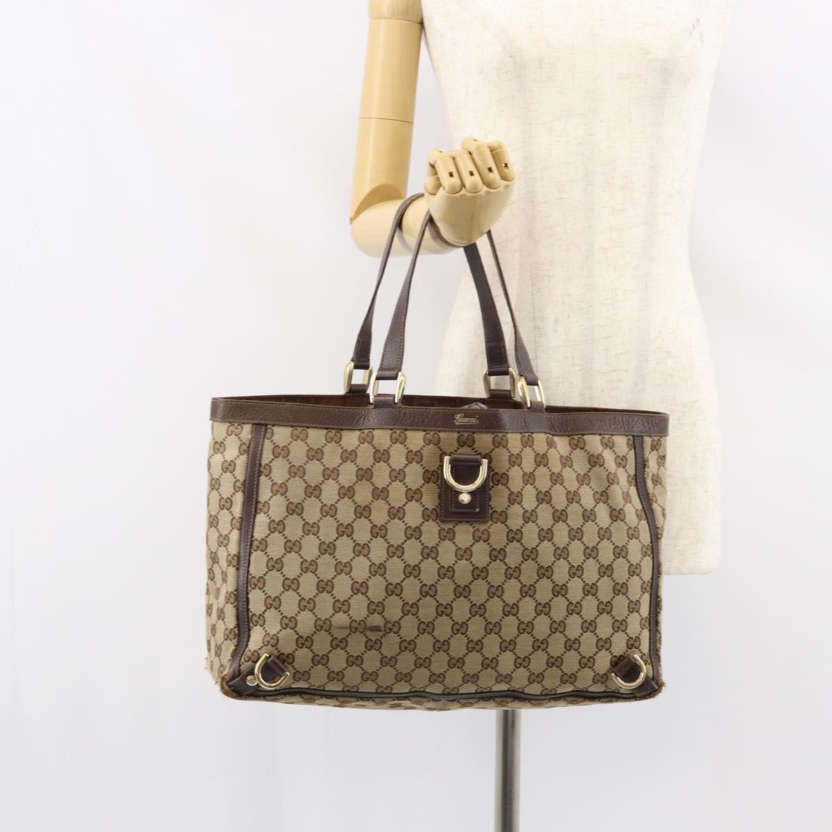 GUCCI GG Canvas Tote Bag Beige Gold 141472 Auth 154442