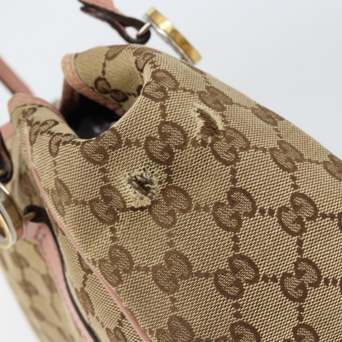 GUCCI GG Canvas Hand Bag Beige Gold 232963 Auth 154443