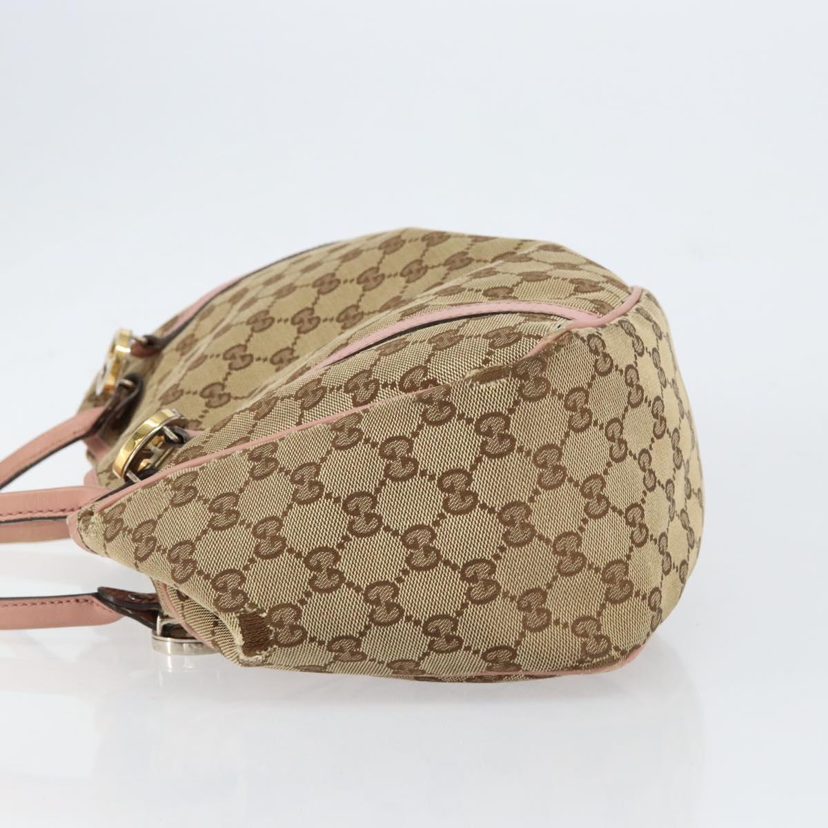 GUCCI GG Canvas Hand Bag Beige Gold 232963 Auth 154443