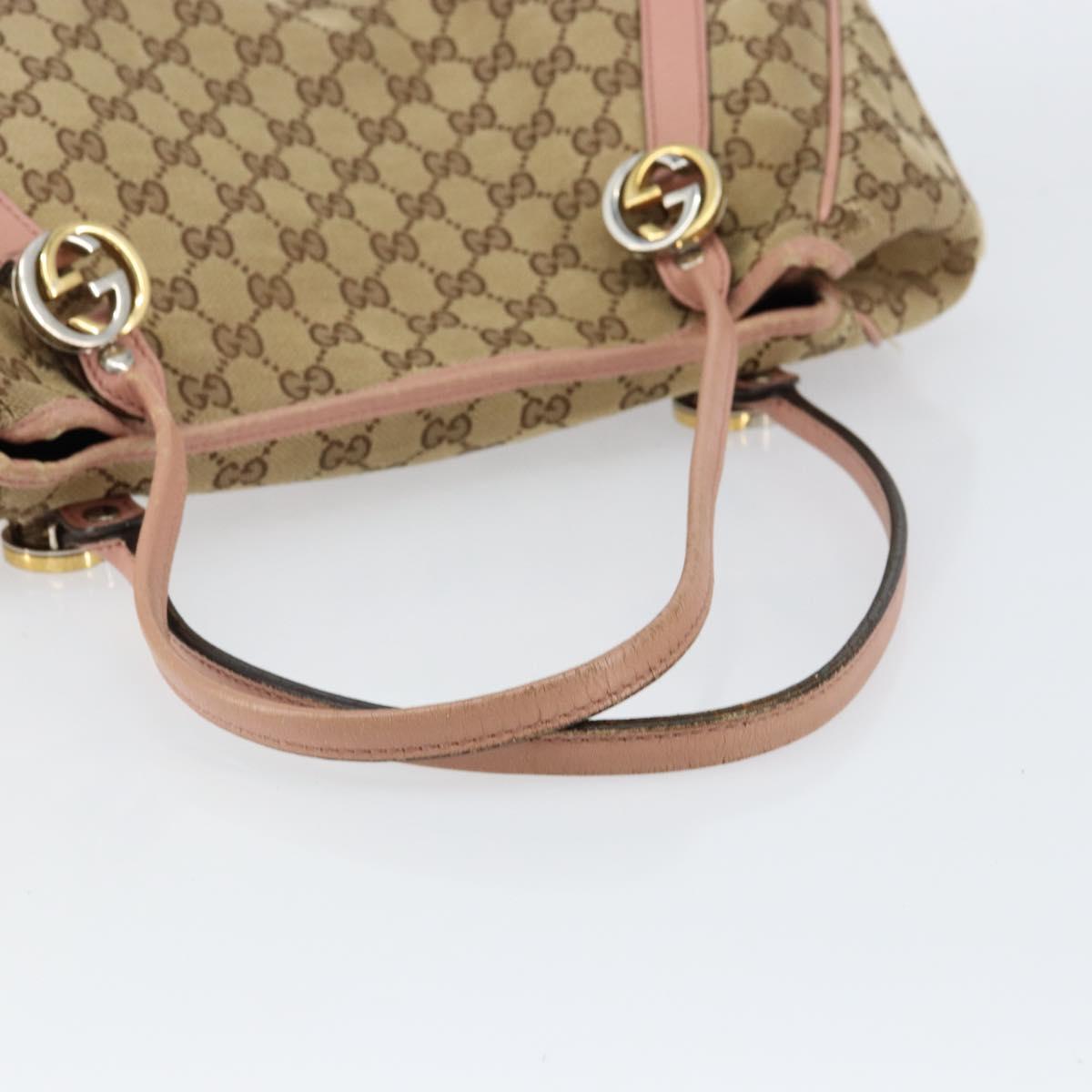 GUCCI GG Canvas Hand Bag Beige Gold 232963 Auth 154443