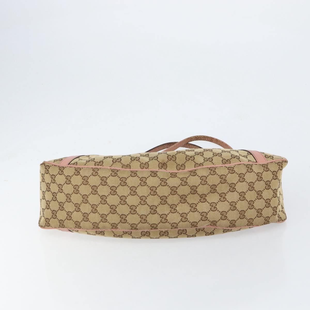 GUCCI GG Canvas Hand Bag Beige Gold 232963 Auth 154443