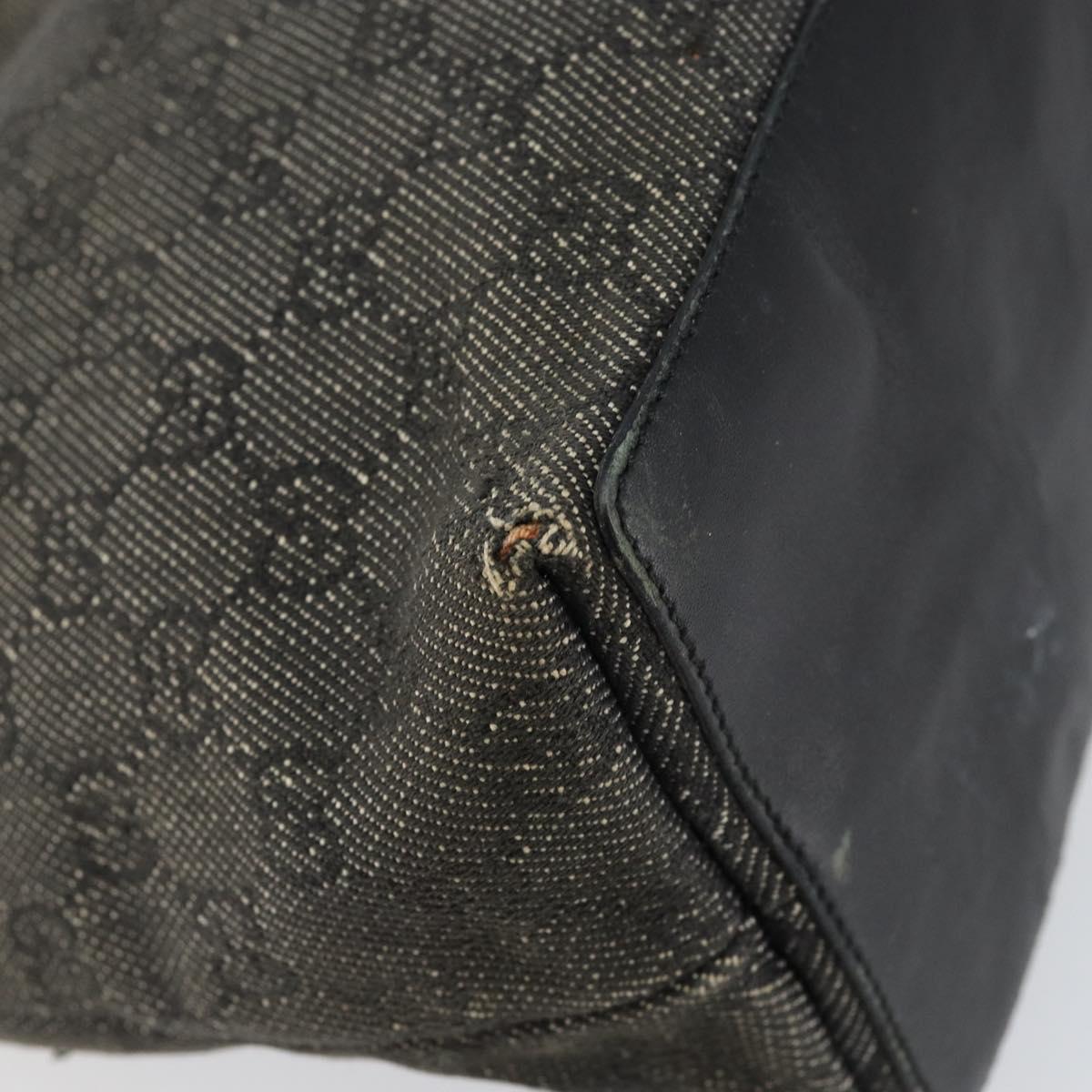 GUCCI GG Canvas Tote Bag Black Silver 36173 1705 Auth 154445