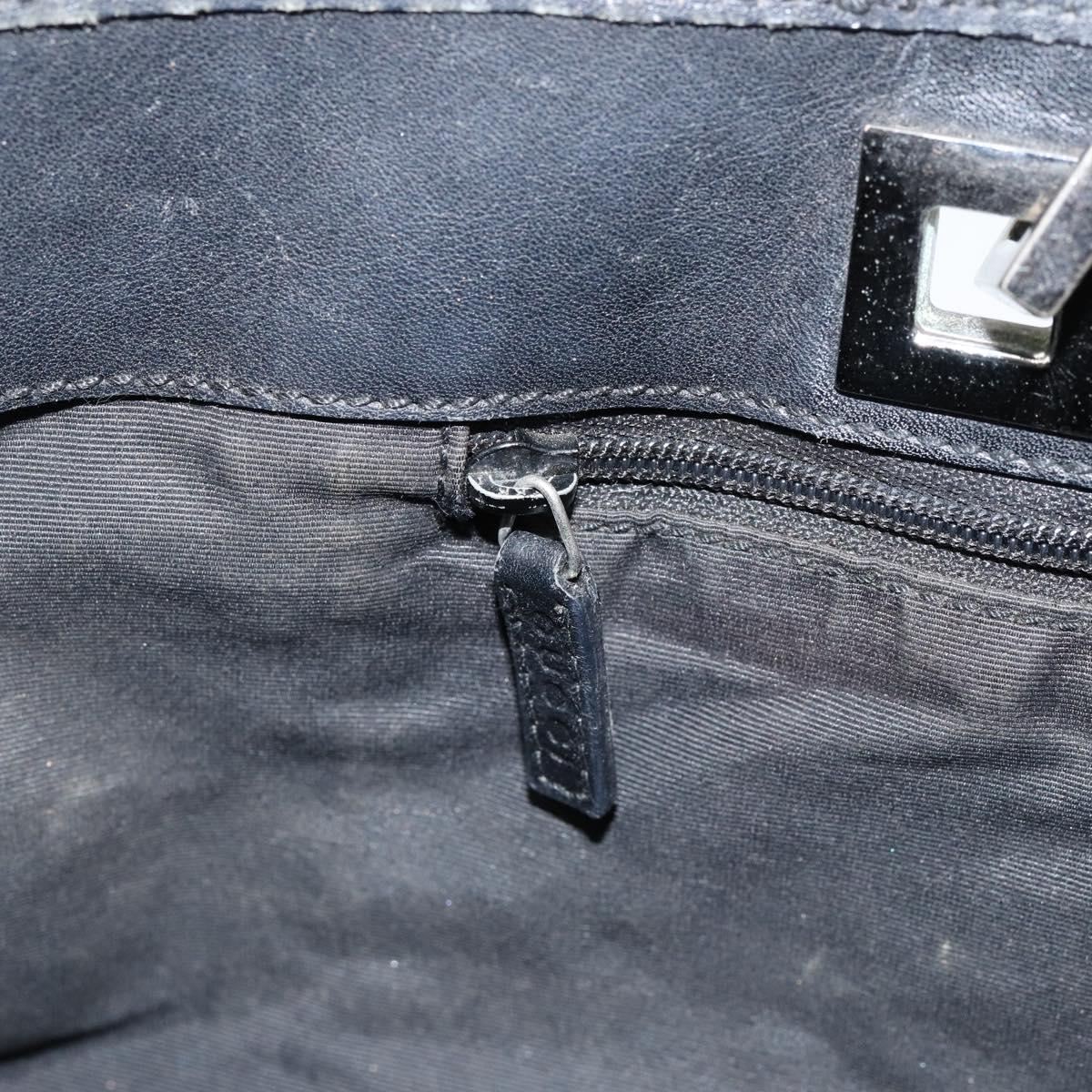 GUCCI GG Canvas Tote Bag Black Silver 36173 1705 Auth 154445