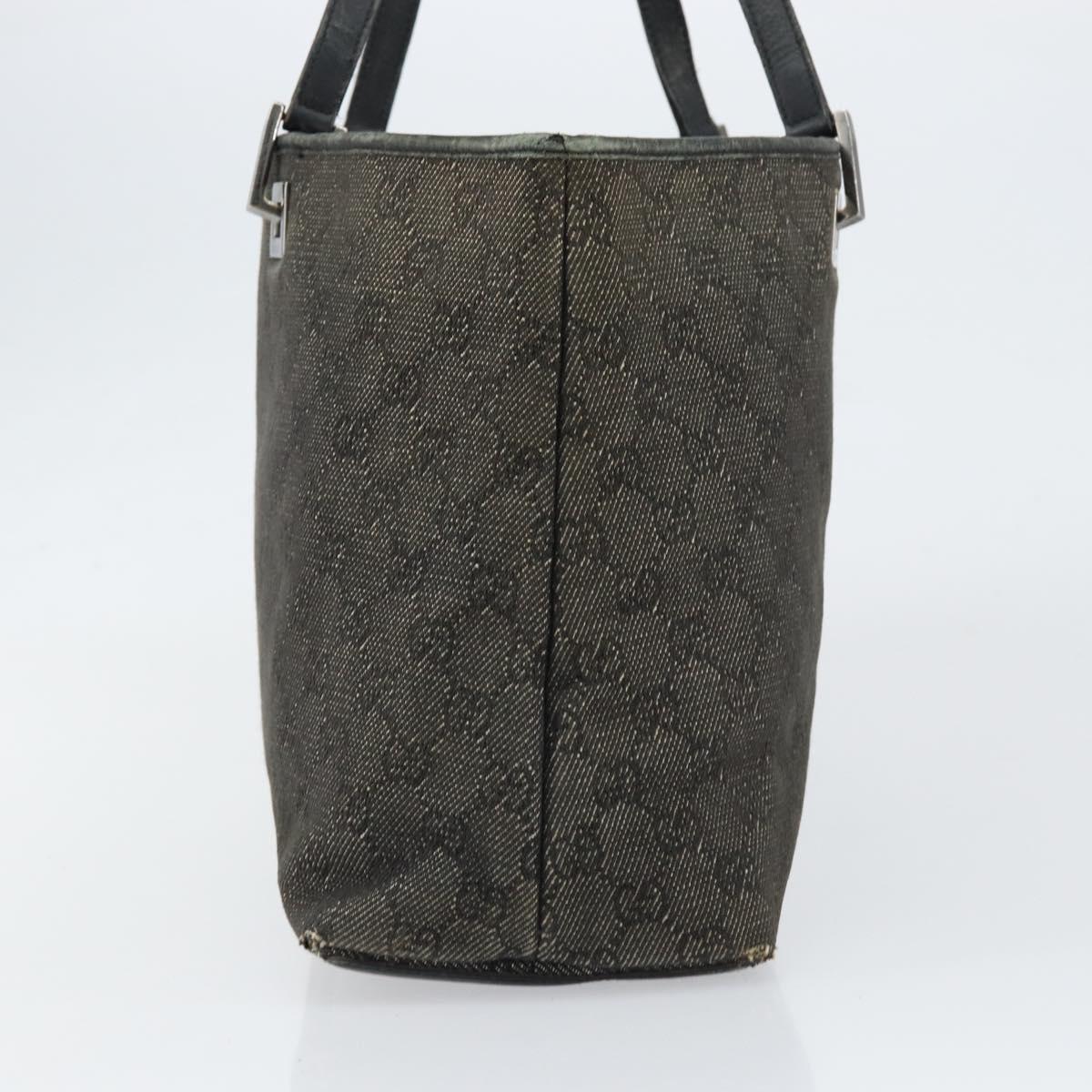 GUCCI GG Canvas Tote Bag Black Silver 36173 1705 Auth 154445