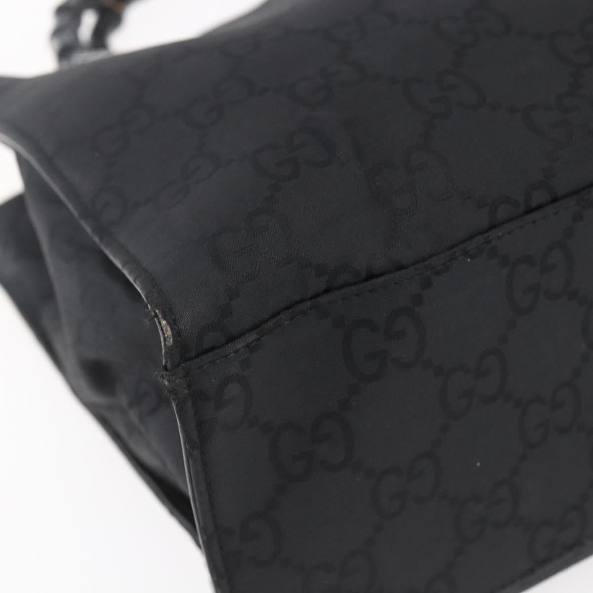 GUCCI Bamboo GG Canvas Hand Bag Black Silver 002 1010 3754 Auth 154446