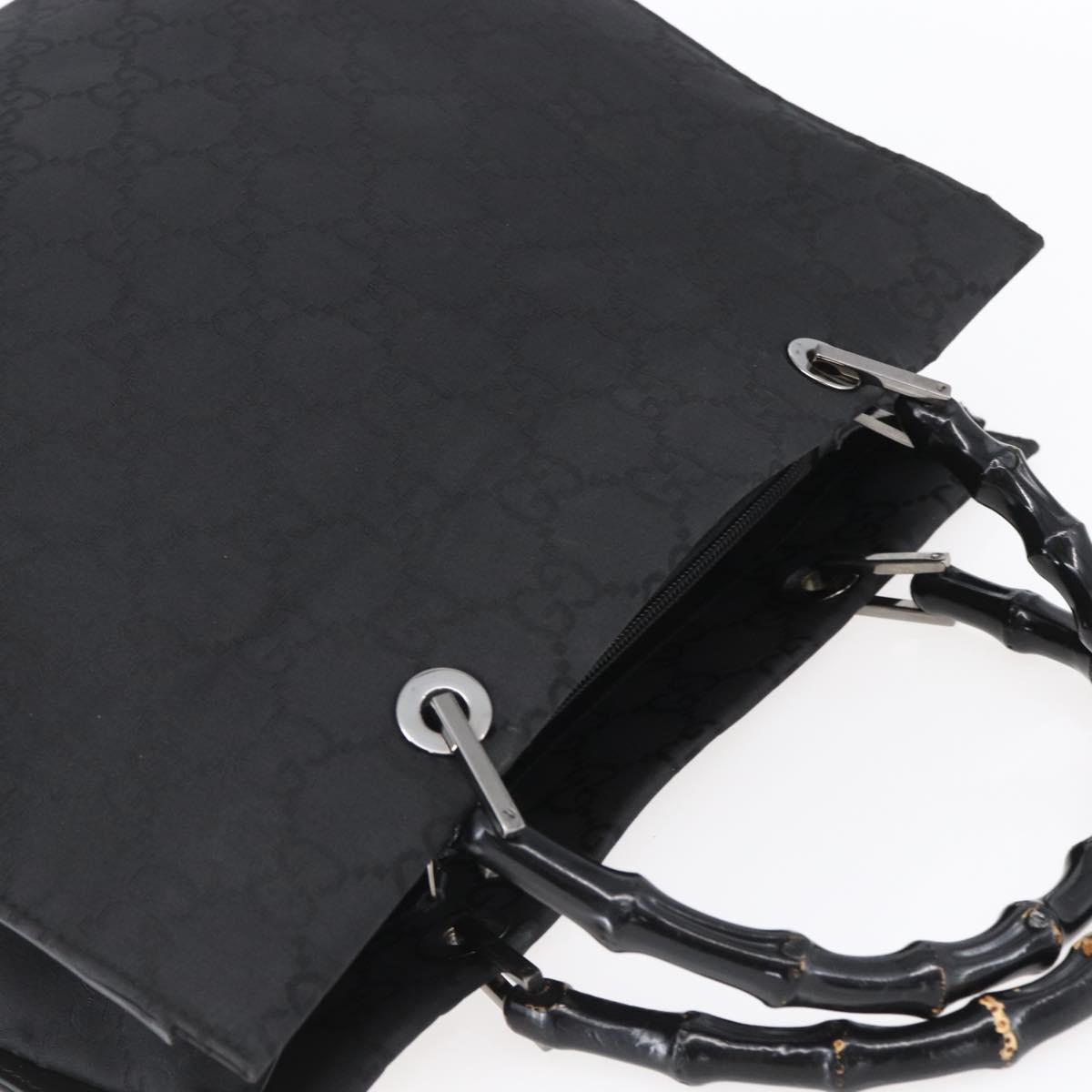 GUCCI Bamboo GG Canvas Hand Bag Black Silver 002 1010 3754 Auth 154446
