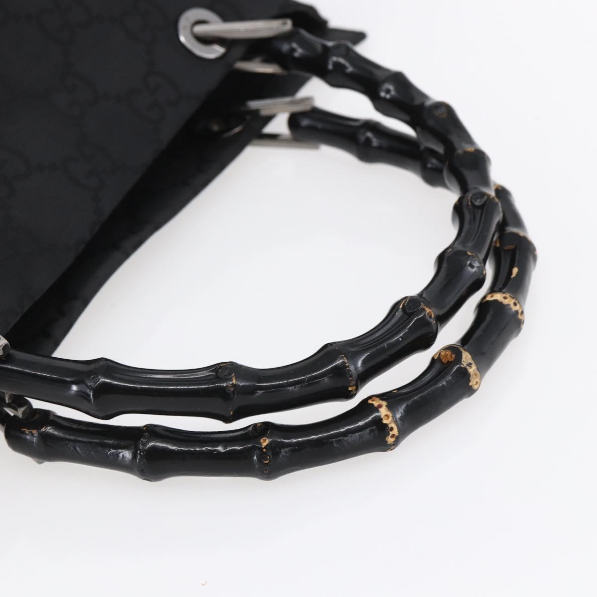 GUCCI Bamboo GG Canvas Hand Bag Black Silver 002 1010 3754 Auth 154446