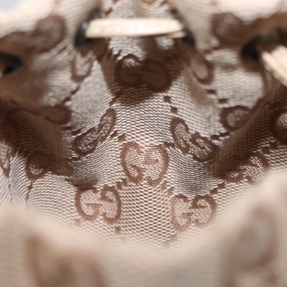 GUCCI GG Canvas Pouch Beige Silver 039 1054 Auth 154448