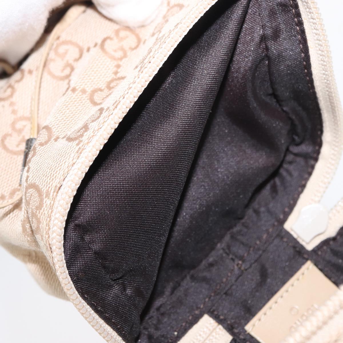 GUCCI GG Canvas Pouch Beige Silver 039 1054 Auth 154448