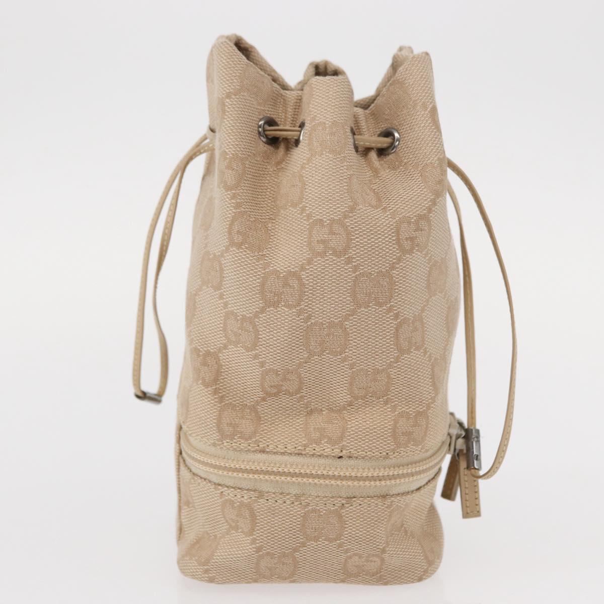 GUCCI GG Canvas Pouch Beige Silver 039 1054 Auth 154448