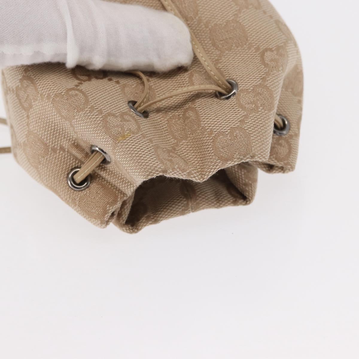 GUCCI GG Canvas Pouch Beige Silver 039 1054 Auth 154448