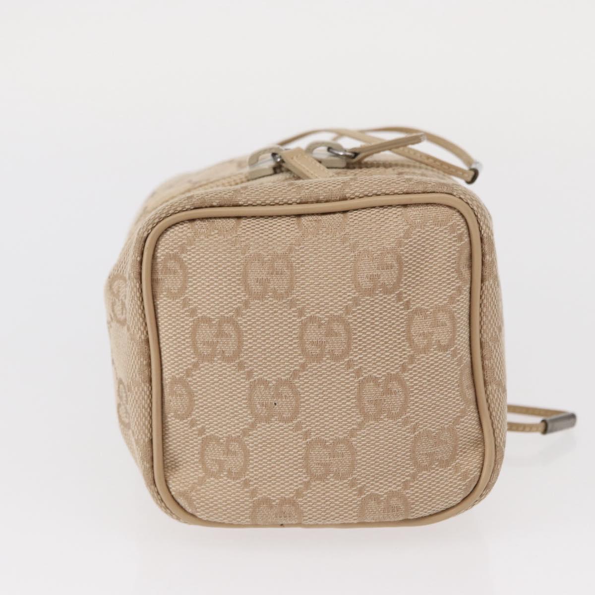 GUCCI GG Canvas Pouch Beige Silver 039 1054 Auth 154448