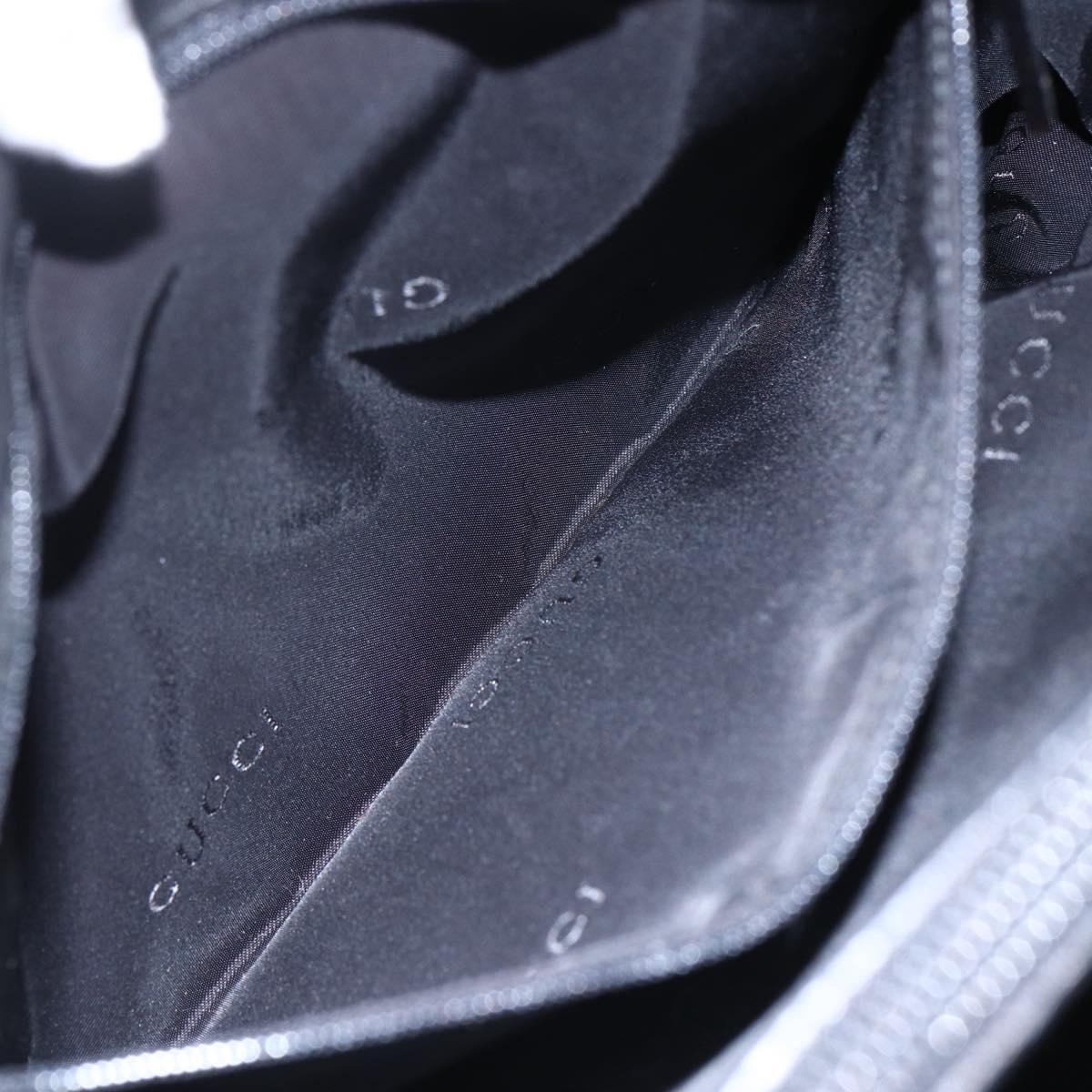 GUCCI GG Canvas Bamboo Hand Bag Nylon Black Silver 002 1016 Auth 154449