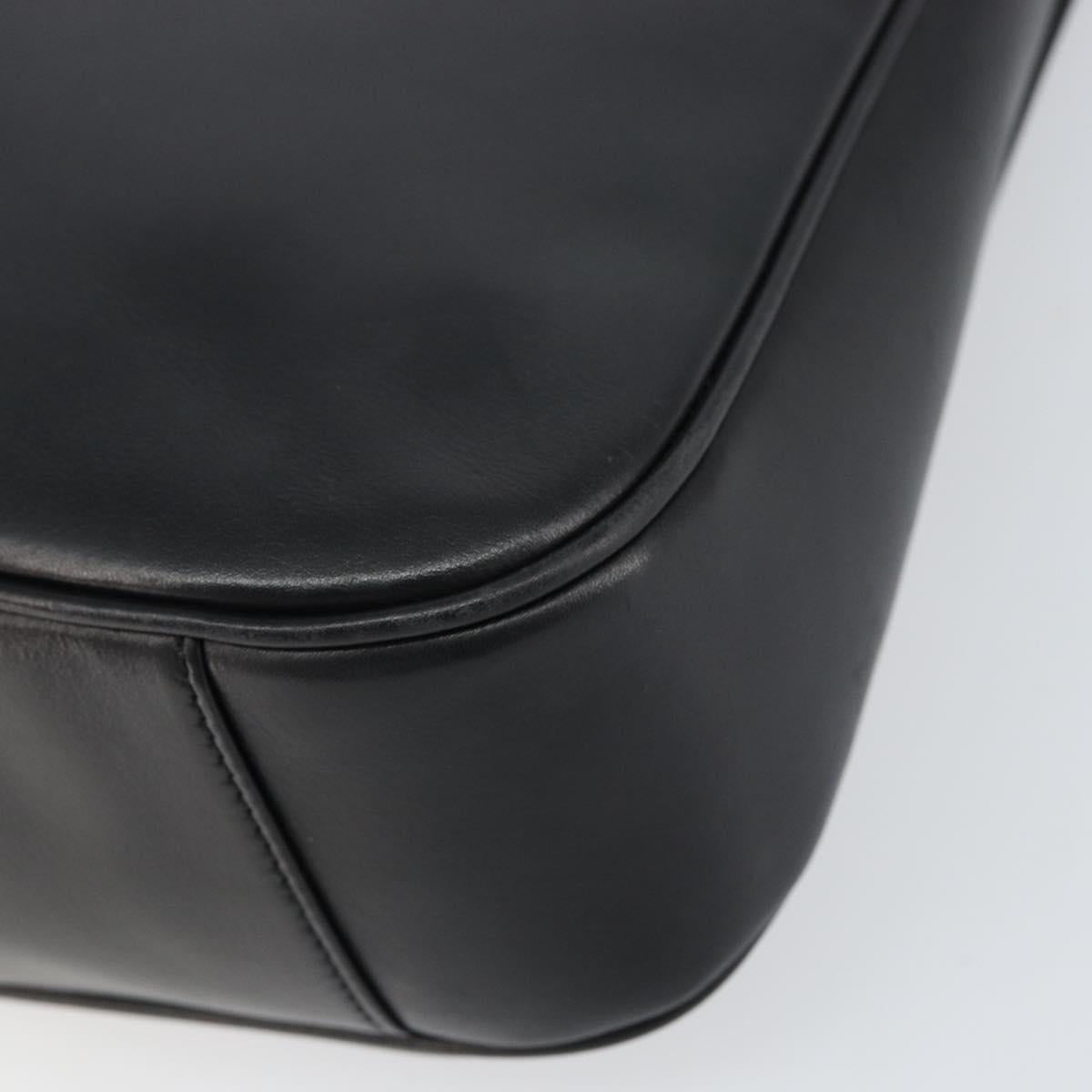 GUCCI Bamboo Shoulder Bag Leather 2way Black Silver 001 1638 Auth 154451