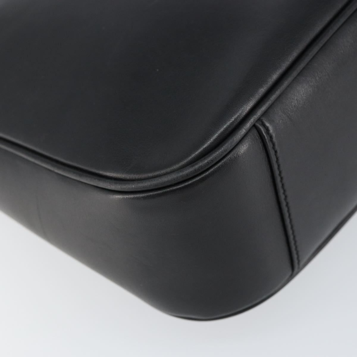 GUCCI Bamboo Shoulder Bag Leather 2way Black Silver 001 1638 Auth 154451