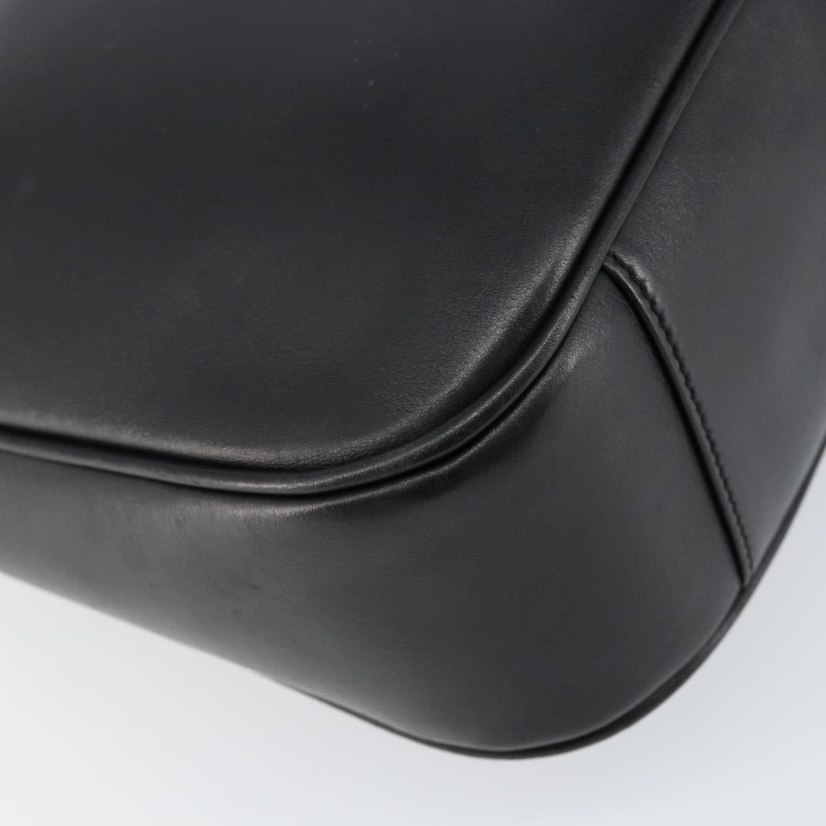 GUCCI Bamboo Shoulder Bag Leather 2way Black Silver 001 1638 Auth 154451