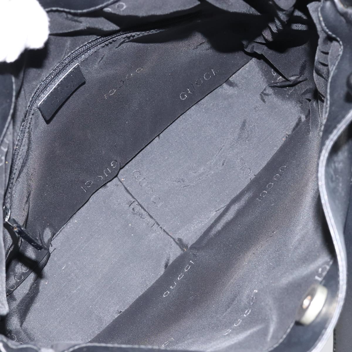 GUCCI Bamboo Shoulder Bag Leather 2way Black Silver 001 1638 Auth 154451