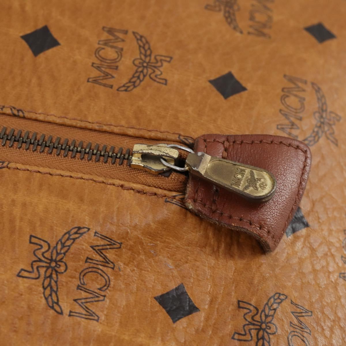 MCM Logogram Vicetos Boston Bag PVC Leather Brown Gold Auth 154457