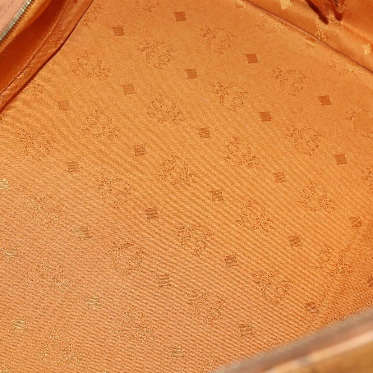 MCM Logogram Vicetos Boston Bag PVC Leather Brown Gold Auth 154457