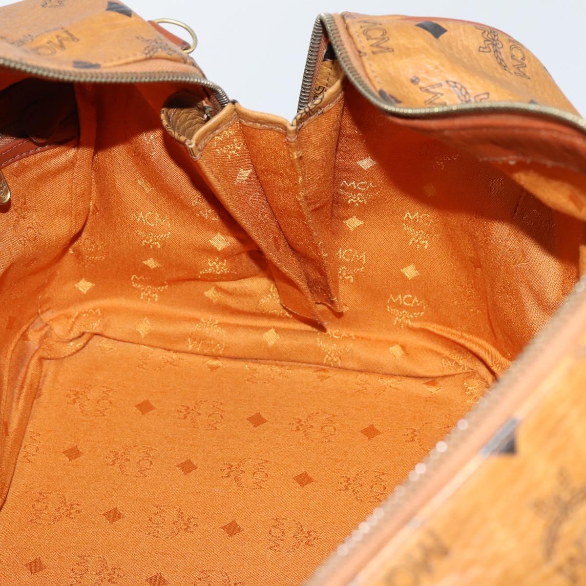 MCM Logogram Vicetos Boston Bag PVC Leather Brown Gold Auth 154457