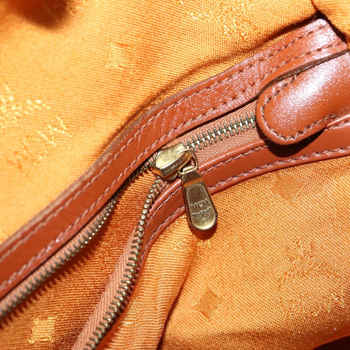 MCM Logogram Vicetos Boston Bag PVC Leather Brown Gold Auth 154457