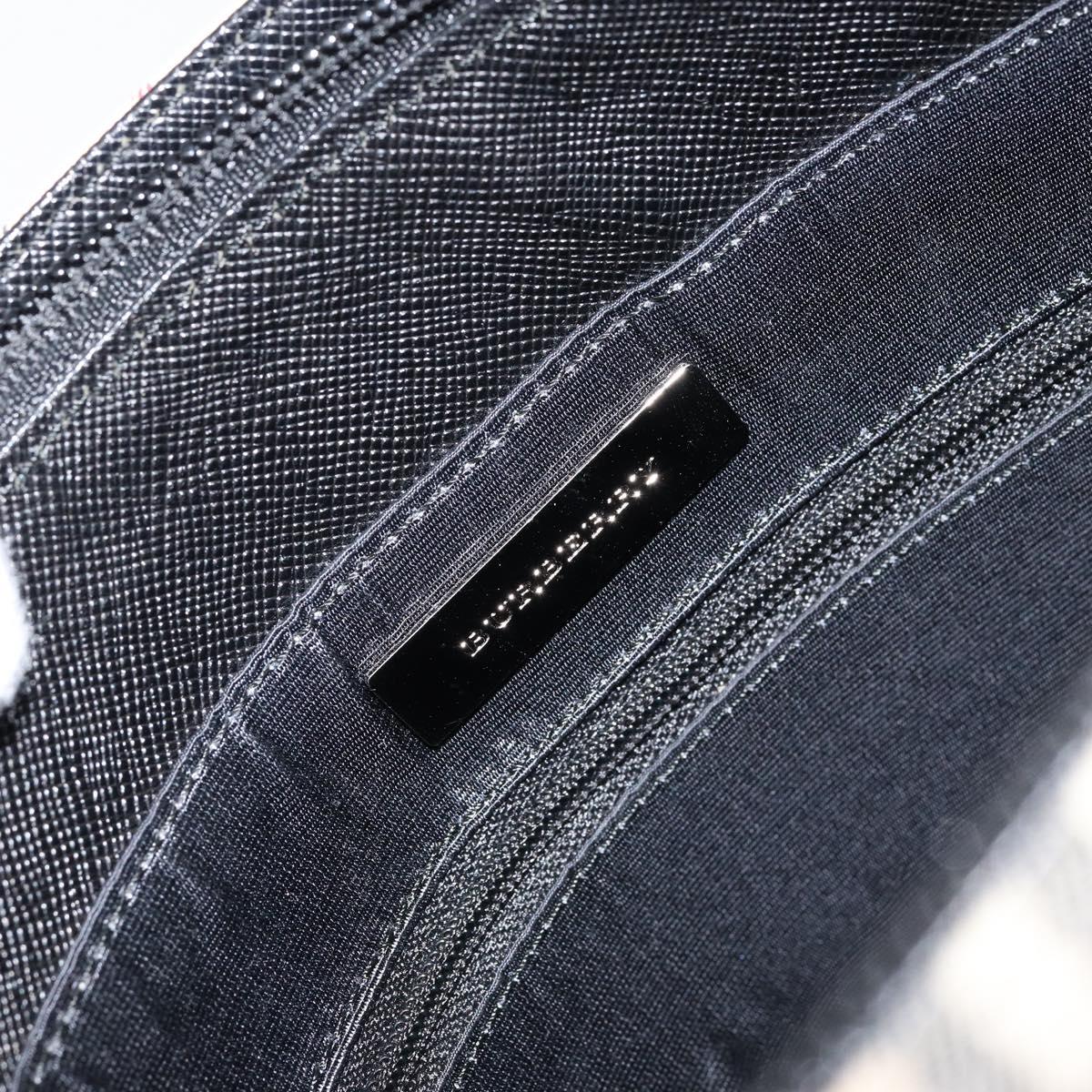 BURBERRY Nova Check Hand Bag Canvas Beige Silver Auth 154458