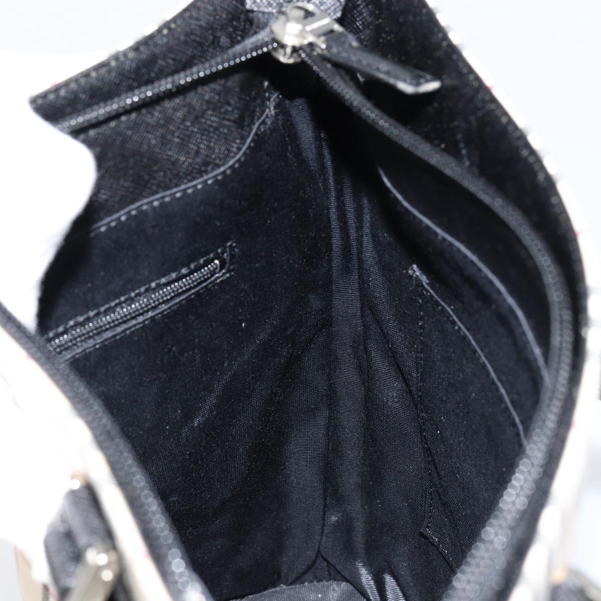 BURBERRY Nova Check Hand Bag Canvas Beige Silver Auth 154458