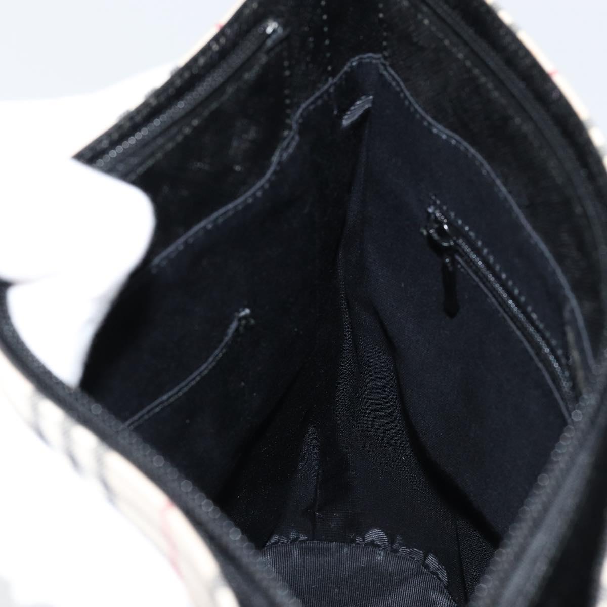 BURBERRY Nova Check Hand Bag Canvas Beige Silver Auth 154458