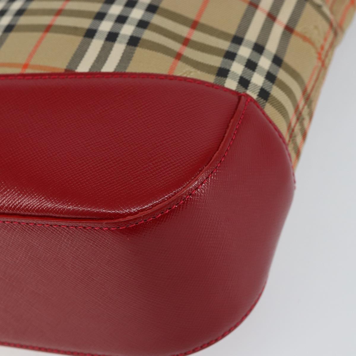 BURBERRY Nova Check Hand Bag Canvas Beige Gold Auth 154459