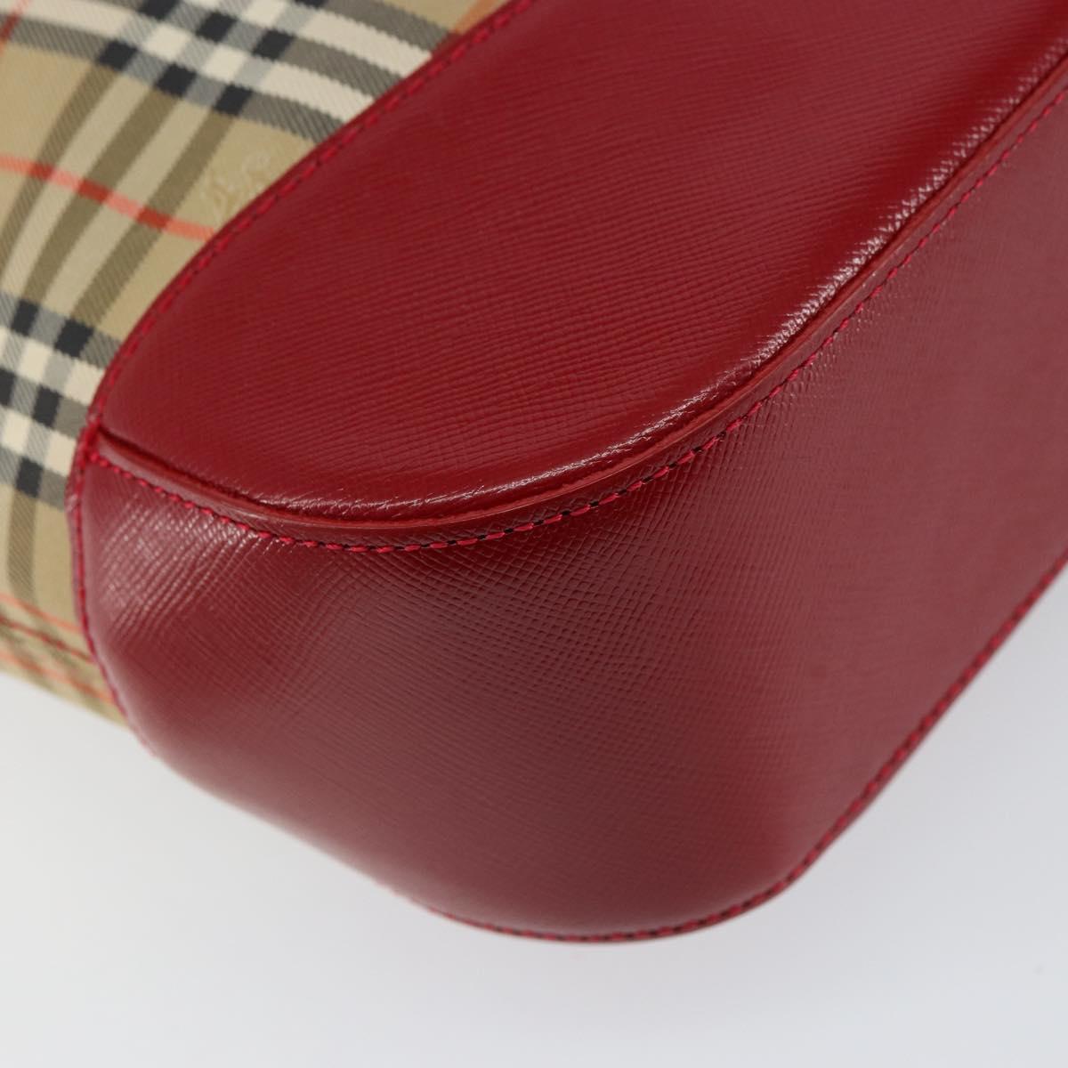 BURBERRY Nova Check Hand Bag Canvas Beige Gold Auth 154459