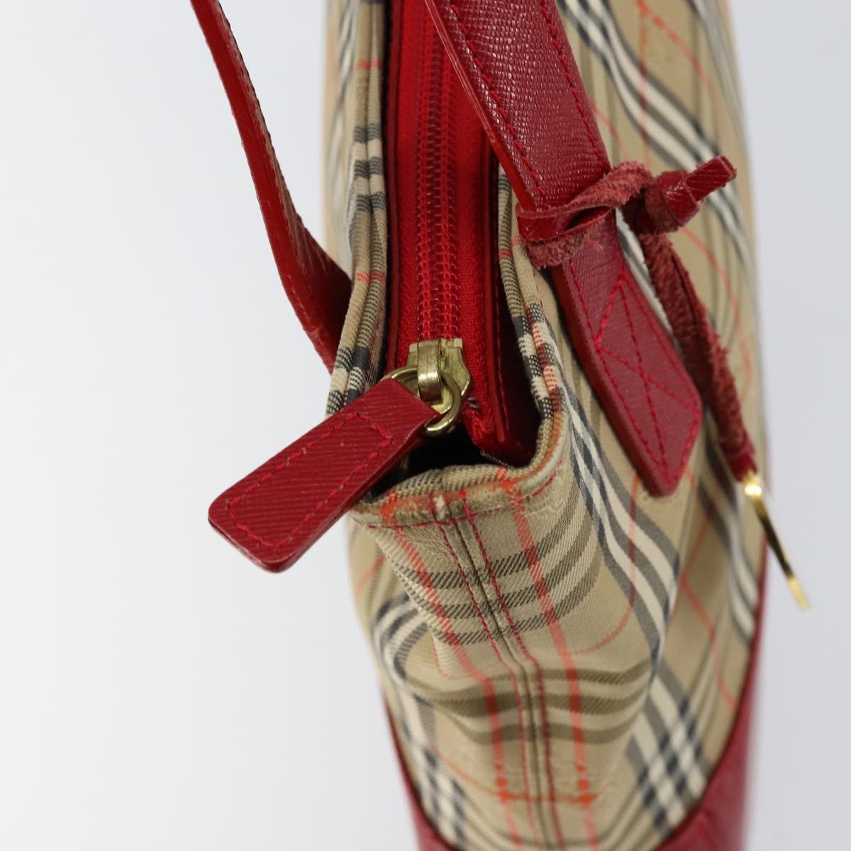 BURBERRY Nova Check Hand Bag Canvas Beige Gold Auth 154459